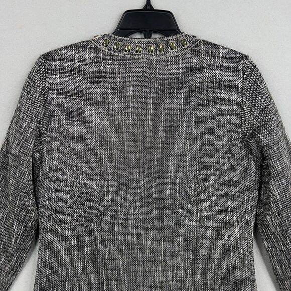 Chicos Jacket Women 0 Metallic Jewel Embellished Tweed Long Blazer Career Cruise - Picture 7 of 13